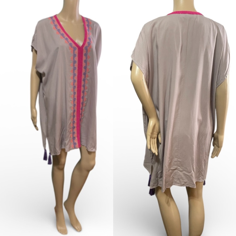 Karlie Festival Beach Kaftan Tassel Embroidered Cover-Up tassels Sz M/L